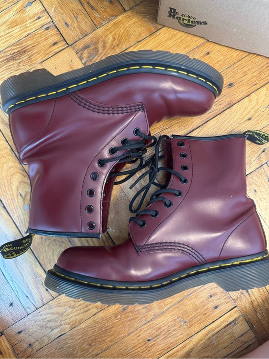 Dr. Martens Shoes - Dr. Martens 8-Eye Leather Boots in Cherry/Bordeaux